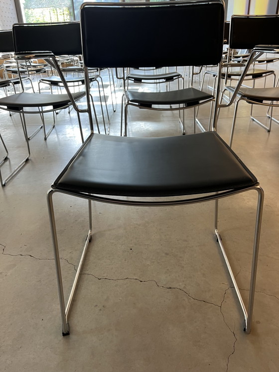 Image 1 of 38 vintage design and contract chairs in Bauhaus style – chrome and black faux leather