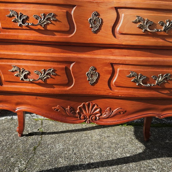 Image 1 of Vintage secretair bureau/kantoorkast/ladekast van kersenhout in Louis XV-stijl - jaren 80