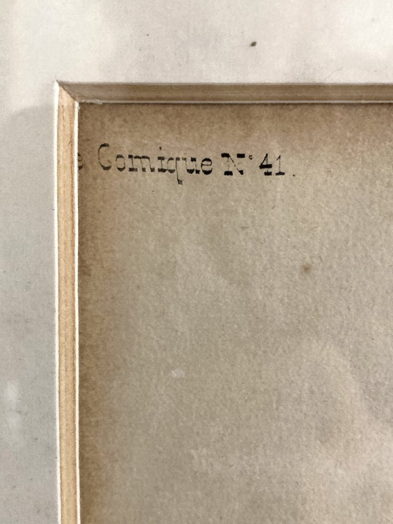 Image 1 of Antike Lithografie, Le Charivari, 1844, gerahmt – vergoldeter Rahmen aus dem 19. Jahrhundert