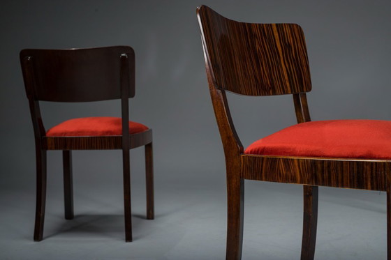 Image 1 of Art Deco Makassar Esszimmerstühle, 1930er Jahre, Satz von 4