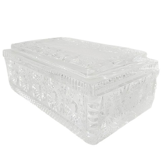 Image 1 of Portagioie XL Art Déco francese vintage in cristallo tagliato, anni '30