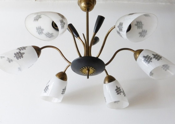 Image 1 of Lampadario a soffitto a 9 luci, stile rockabilly anni '50, era atomica.