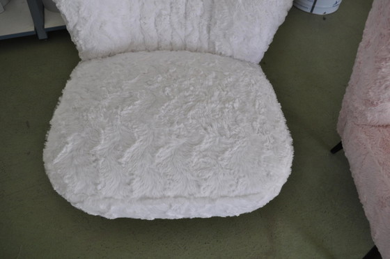 Set of White Faux Fur Cocktail Chairs – Armchairs (photo 4 of 8)