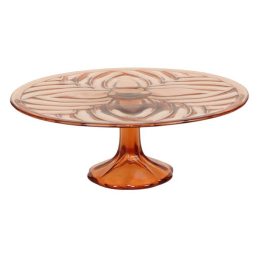 Piatto da torta Art Déco rosa e arancione
