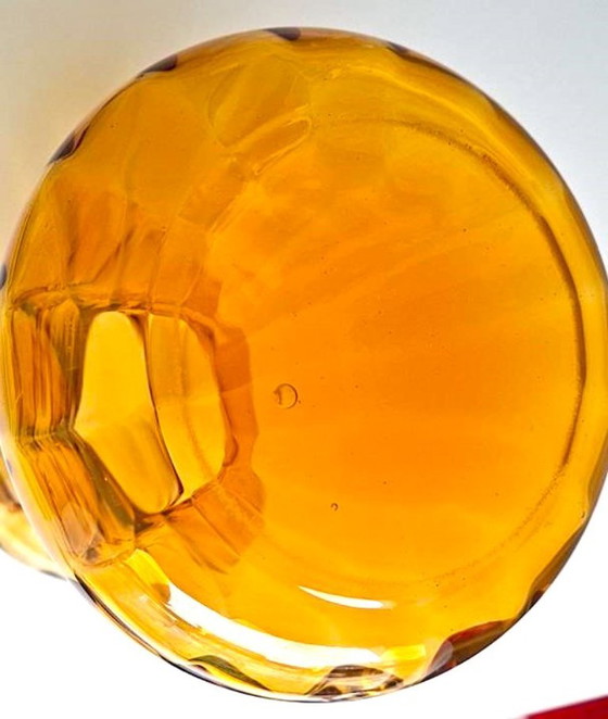 Monumentale Art Deco Vase von Edmond Paul (Belgien) – Bernsteinfarbenes mundgeblasenes Glas (38 cm) – Vasen (photo 5 of 6)