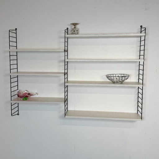 Vintage wall rack Nisse Strinning with 7 white shelves