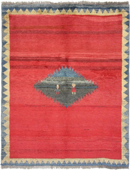 Tappeto persiano originale Gabbeh Ghashghai Tappeto orientale 196 cm x 149 cm Vecchio Naturale