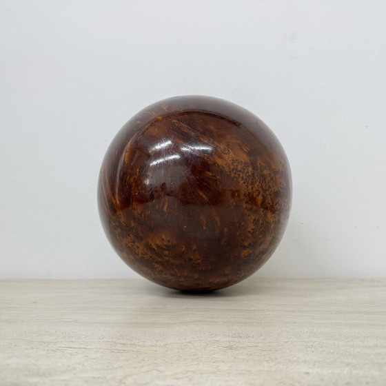 Image 1 of Large antique burl wood ball decorative wooden ball