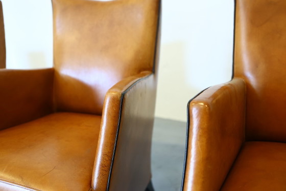 Image 1 of 8x Model Bergere Bart van Bekhoven for Artistiek Breda sheepskin dining chairs