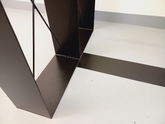 Image 1 of Vintage rectangular high table in glass and black metal from the 80s