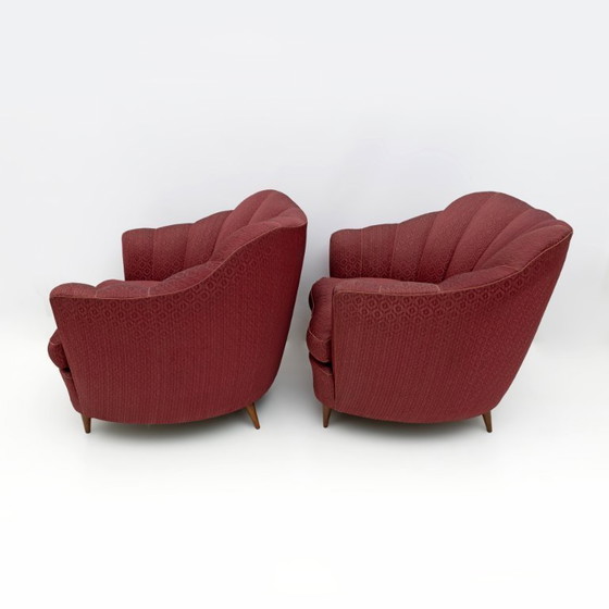 Image 1 of Paire de fauteuils en velours de style moderne du milieu du siècle, signés Gio Ponti, pour Casa e Giardino, années 1950