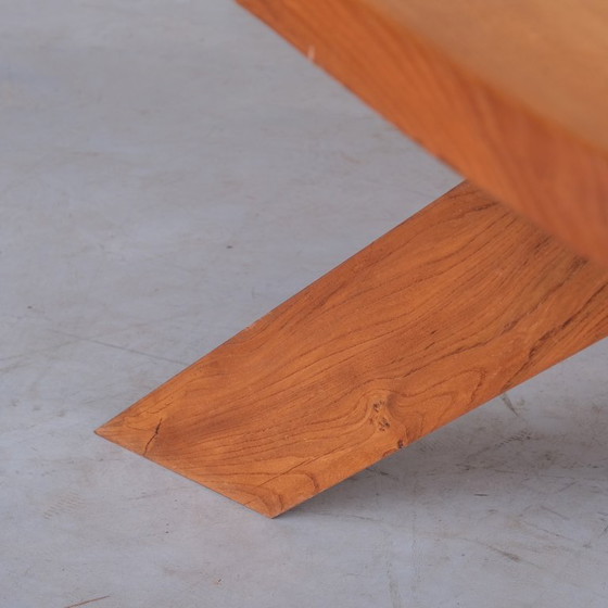 Image 1 of Originele Pierre Chapo 'Aban' T35B Franse eettafel van iepenhout uit het midden van de 20e eeuw