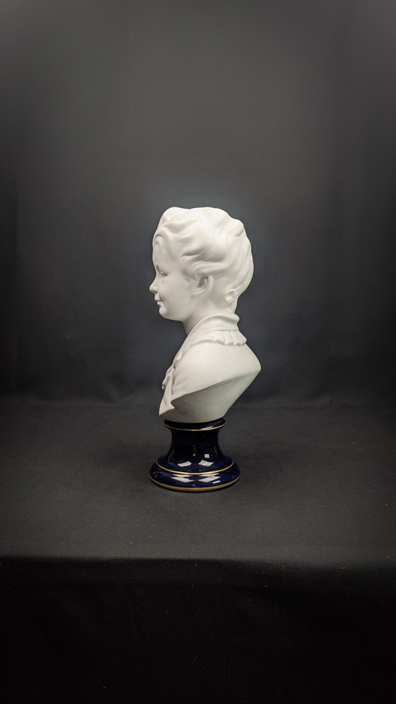Image 1 of Child bust of Alexandre Brongniart Limoges porcelain signed Camille Tharaud after Jean Houdon
