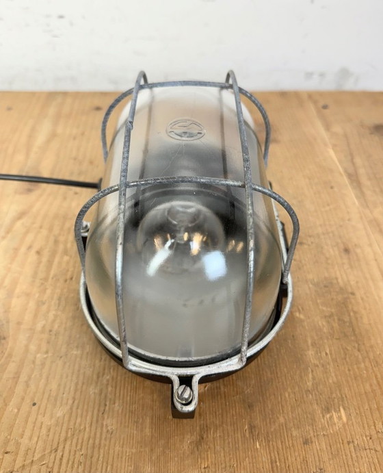 Image 1 of Industrial Brown Bakelite Wall Light with Clear Glass, 1960s