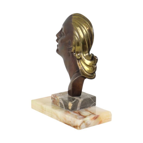 Bronzen Art Deco Beeld Vrouw – Beeldhouwkunst, Marble (photo 7 of 15)