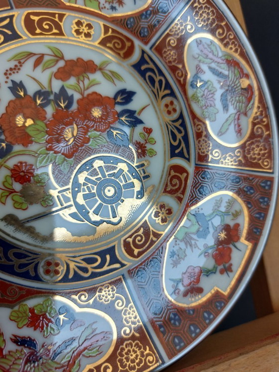 Image 1 of Vintage Hand-Painted Imari Wall Plates with Floral & Bird Motifs - Set of 2