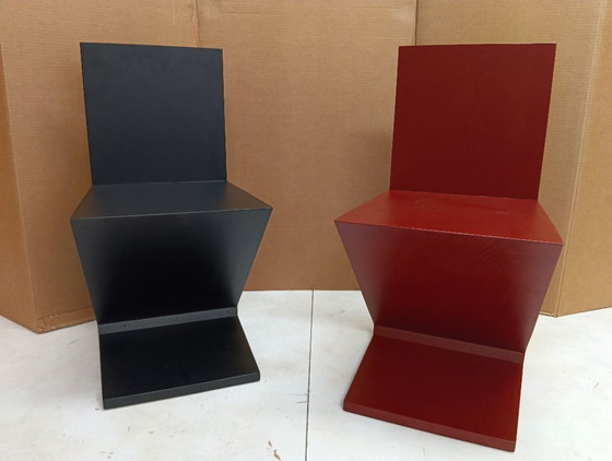Image 1 of Sedia ALIVAR MVSEVM 514 ZIG ZAG (NUOVA, MAI USATA) Rosso Bordeaux o Nero