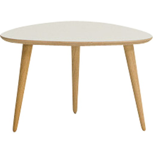 Vintage grijze salontafel met massief eiken poten, Frankrijk