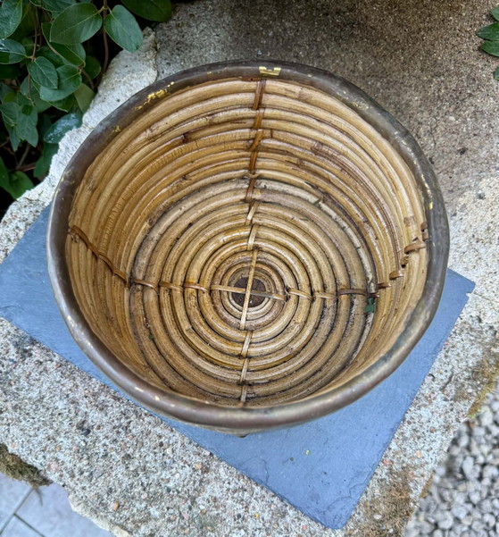 Rattan Brass Basket Gabriella Crespi 60s – Decorative Objects (photo 2 of 5)