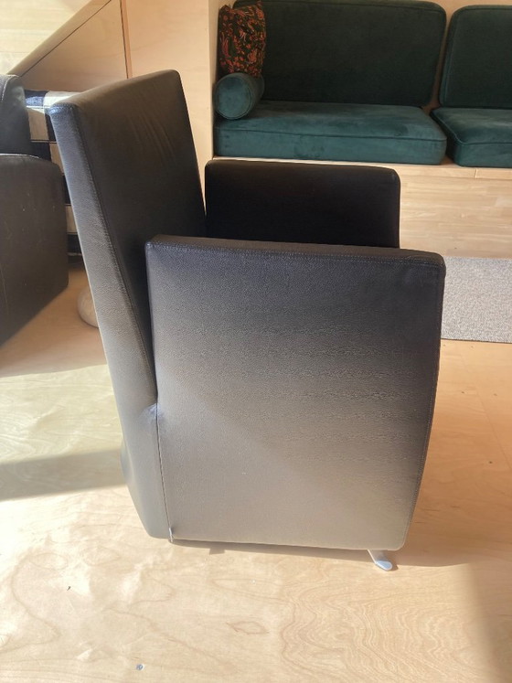 Ensemble de 6 fauteuils Medea en cuir noir – Alberto Colzani pour Cerruti Baleri – Leather, Metal (photo 6 of 6)