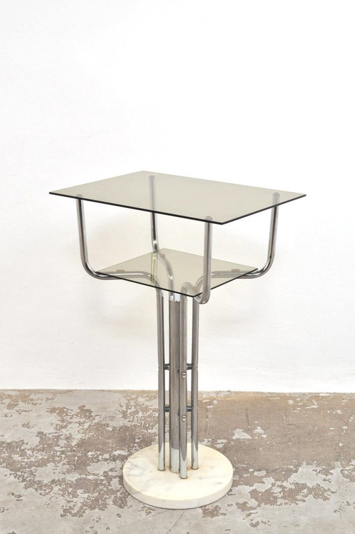Vintage-Beistelltisch aus Marmor und Glas, 1950er Jahre