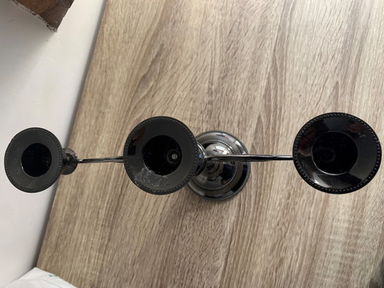 Image 1 of Kerzenständer 2 Arme 3 Kerzenhalter Schwarz lackiert