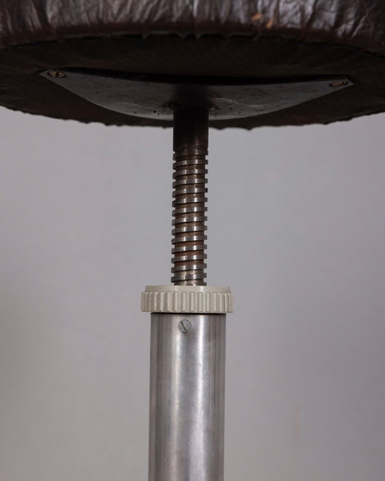 Image 1 of Tabouret vintage des années 1960 en métal et cuir, style industriel