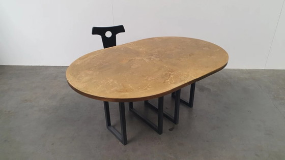 Image 1 of Large brass design table oval modular - raw steel wabi sabi