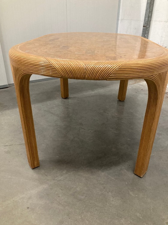 Image 1 of Table à manger Vivai del Sud en rotin et travertin Italie années 1960 
