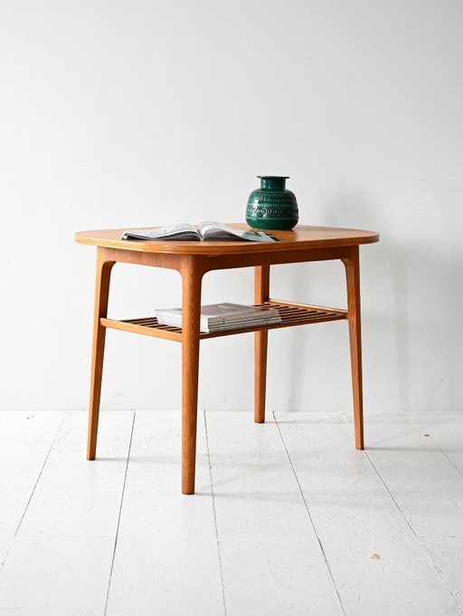 Table basse en chêne scandinave des années 1960 avec plateau à lattes