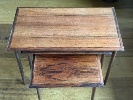 Ensemble de 3 tables d'appoint 1960 Bois de rose danois