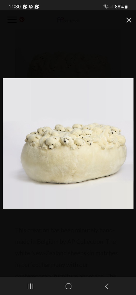 Image 1 of AP Collection XL Polar Fluffy Ball Poef XL