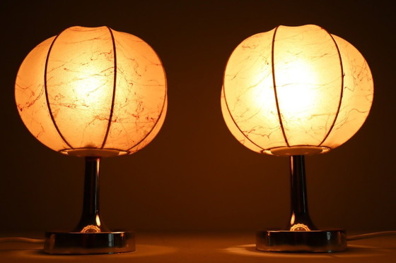 Image 1 of Lampes de table Cocoon de style Mid-Century par Goldkant, conçues par Friedel Wauer, Allemagne, années 1960