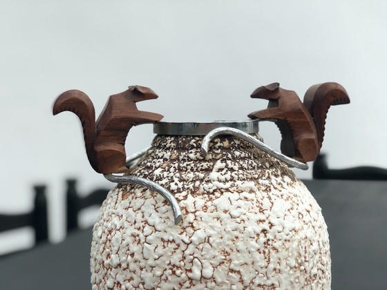 Image 1 of Art Deco ceramic and bronze lamp base by André Villien, 1930s