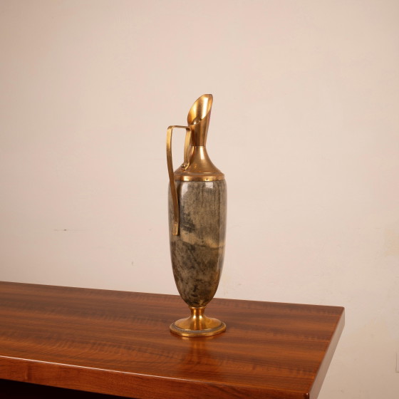 Termo Macabo de pergamino gris y latón Cusano Milanino, Italia 1960 – Carritos de bar, Brass (photo 5 of 18)