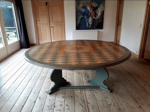 Unieke handgemaakte ronde tafel XXL in 2 delen