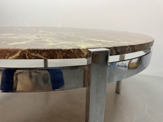 Image 1 of Beautiful Mid-Century Marble and Chrome Coffee / Sofa Table by Bendixen, Denmark 1970s.