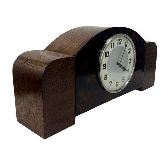 Image 1 of Antiguo reloj de repisa de madera Art Déco, Alemania, década de 1930