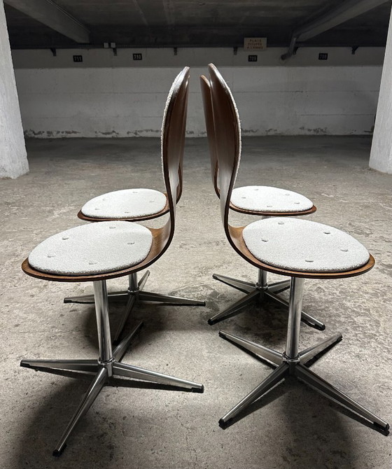 Image 1 of Set di 4 sedie vintage in legno curvato e impiallacciato in palissandro di Elmar Flötotto, Germania 1960