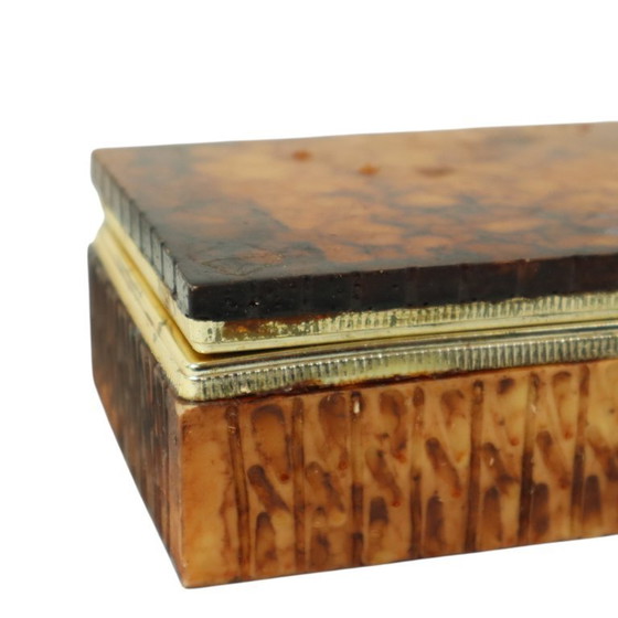 Image 1 of Scatola per fumatori vintage in alabastro arancione