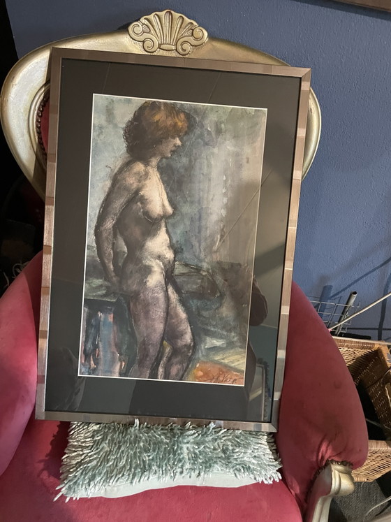 Image 1 of Deux ivrognes nus signés H Veer, tout comme le grand tableau hérité.