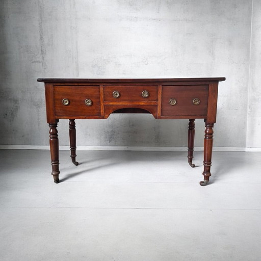 Antieke Mahoniehouten Schrijftafel of Bureau – Wood, Brass