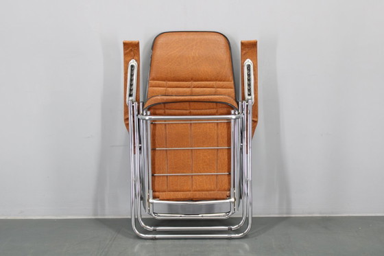 Image 1 of Sedia da salotto pieghevole italiana degli anni '70 con rivestimento in similpelle