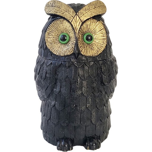 Seau à glace vintage en forme de hibou, 1970