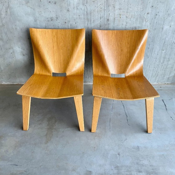 Image 1 of Unique Plywood Curved Oak Design Armchairs