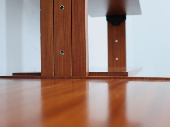 Image 1 of Meuble mural modulaire en teck des années 1950 avec bar rabattable