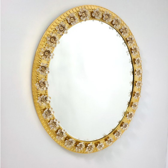 Image 1 of Palwa mirror 1960s, gilded with crystal flowers