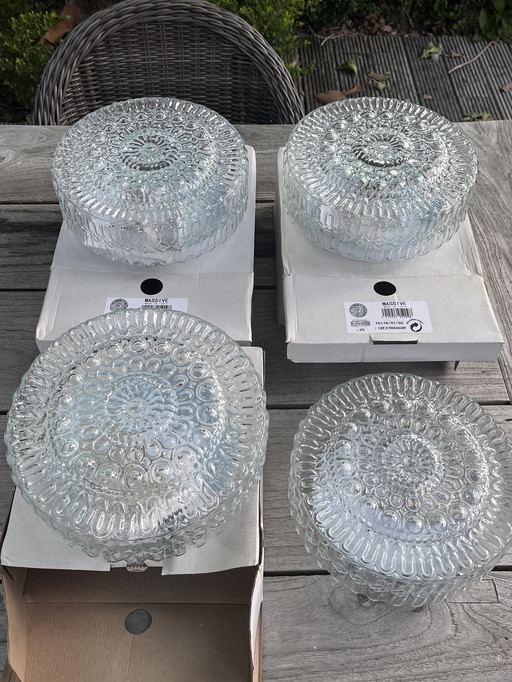 4 lampes plafond vintage en verre massif