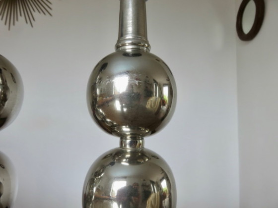 Image 1 of Pair of chrome-plated metal lamps, 1970