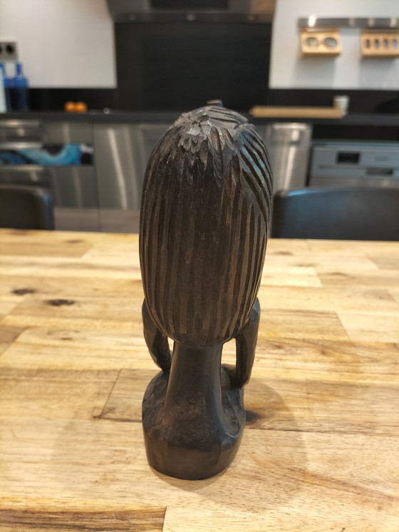 Image 1 of Ebbenhouten sculptuur van een Afrikaans hoofd